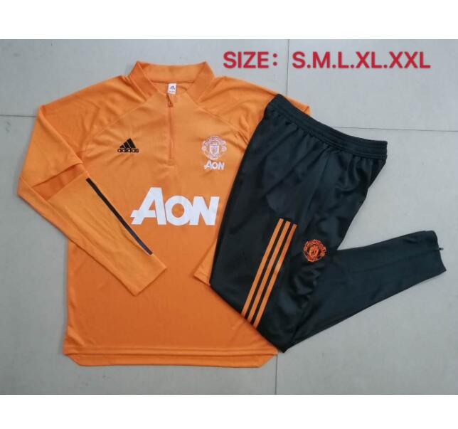 Manchester United Orange Training Kits Sweatshirt with Pants 2020/21